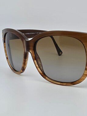 Coach HC8086 Sienna Brown Horn Frame Polarized Brown Grey Fade Lens Sunglasses